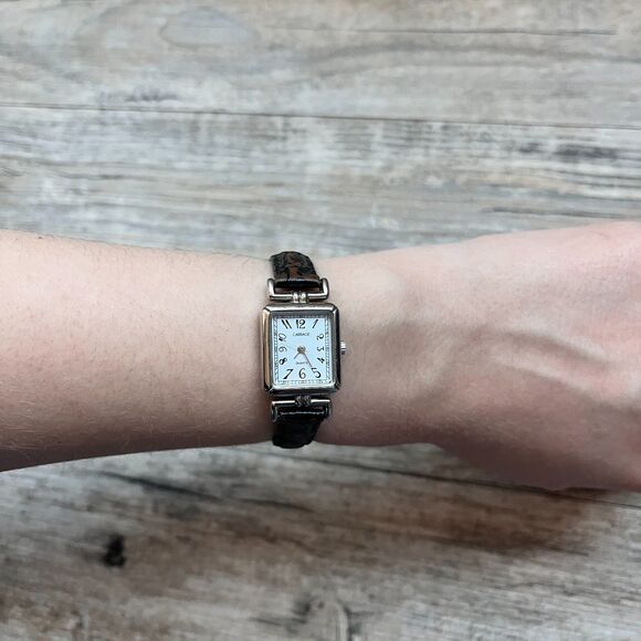 Vintage Carriage by Timex Womens Watch Rectangle Face Brown Black Leather Strap main image 8
